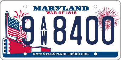 MD license plate 9AW8400