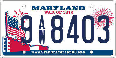 MD license plate 9AW8403