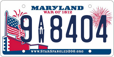 MD license plate 9AW8404