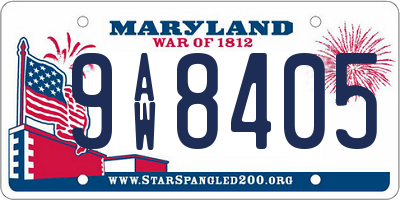 MD license plate 9AW8405