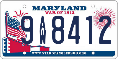 MD license plate 9AW8412