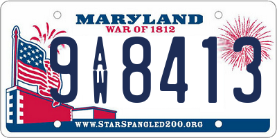 MD license plate 9AW8413