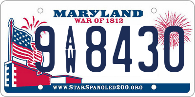 MD license plate 9AW8430
