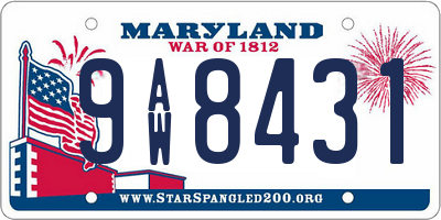 MD license plate 9AW8431