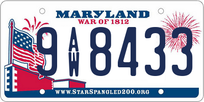 MD license plate 9AW8433