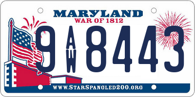 MD license plate 9AW8443