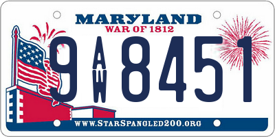 MD license plate 9AW8451
