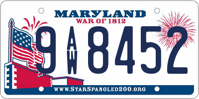 MD license plate 9AW8452