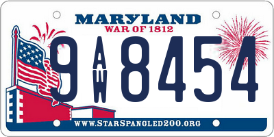 MD license plate 9AW8454