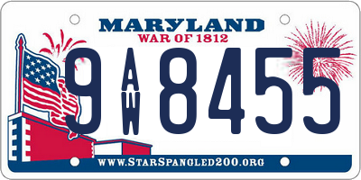 MD license plate 9AW8455