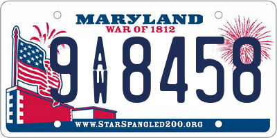 MD license plate 9AW8458