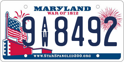 MD license plate 9AW8492