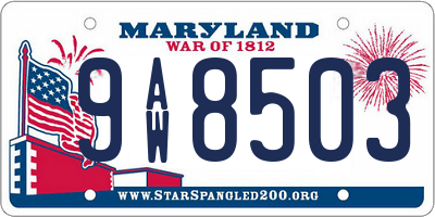 MD license plate 9AW8503