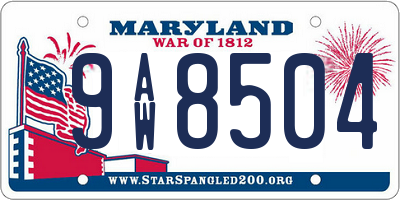 MD license plate 9AW8504