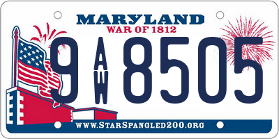 MD license plate 9AW8505