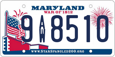MD license plate 9AW8510