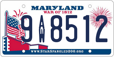 MD license plate 9AW8512