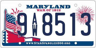 MD license plate 9AW8513