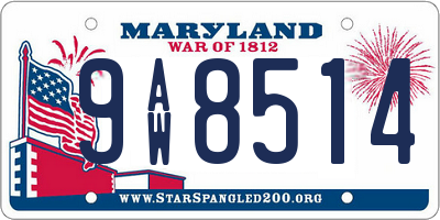 MD license plate 9AW8514