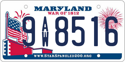 MD license plate 9AW8516