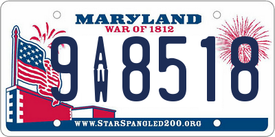 MD license plate 9AW8518