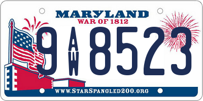 MD license plate 9AW8523