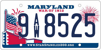 MD license plate 9AW8525