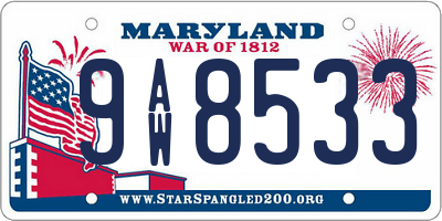 MD license plate 9AW8533