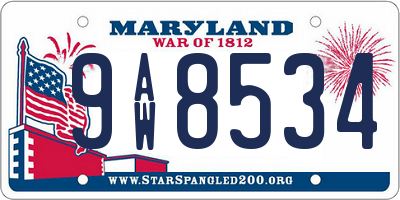 MD license plate 9AW8534