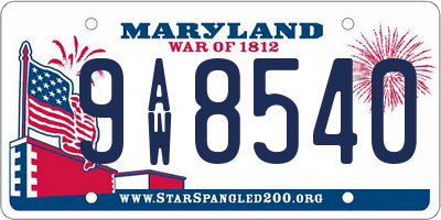 MD license plate 9AW8540