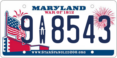 MD license plate 9AW8543