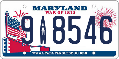 MD license plate 9AW8546