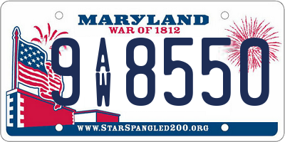 MD license plate 9AW8550