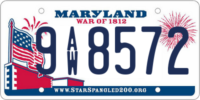 MD license plate 9AW8572