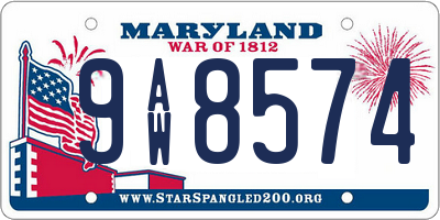 MD license plate 9AW8574