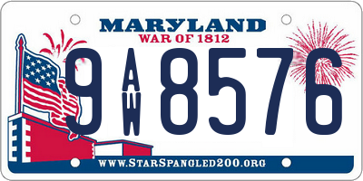 MD license plate 9AW8576
