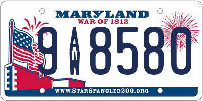 MD license plate 9AW8580