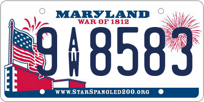 MD license plate 9AW8583