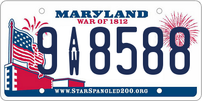 MD license plate 9AW8588