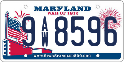 MD license plate 9AW8596