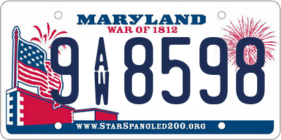 MD license plate 9AW8598
