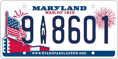 MD license plate 9AW8601