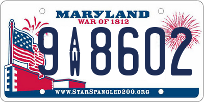 MD license plate 9AW8602
