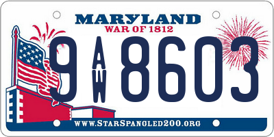 MD license plate 9AW8603