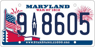 MD license plate 9AW8605