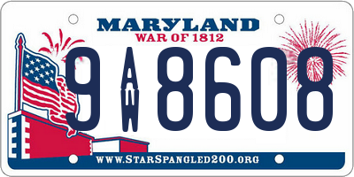 MD license plate 9AW8608