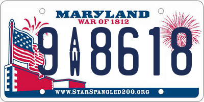 MD license plate 9AW8618