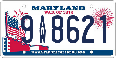MD license plate 9AW8621