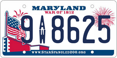 MD license plate 9AW8625