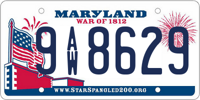 MD license plate 9AW8629